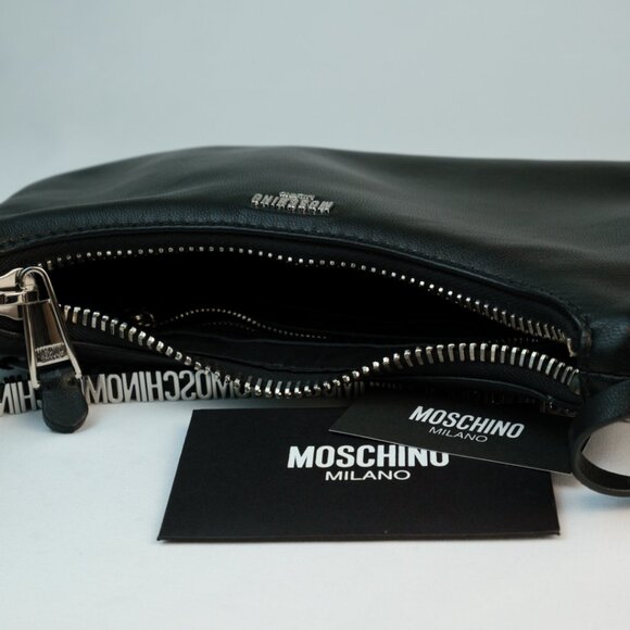 Moschino Small Lettering Shoulder Bag, Black Leather - Picture 6 of 8